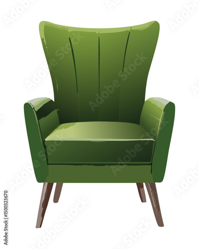 green armchair with wide arms