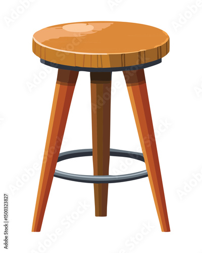 wooden bar stool with light brown seat