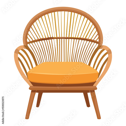 wicker armchair with orange seat