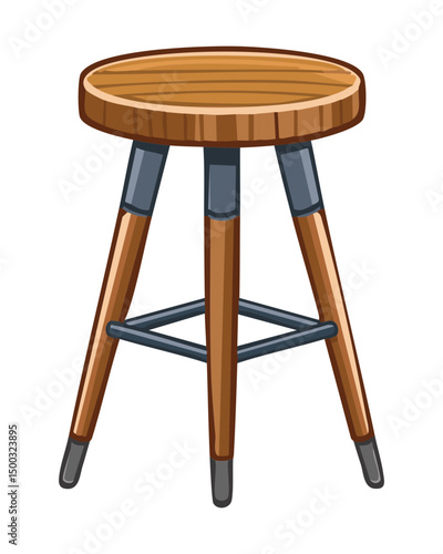 wooden bar stool with brown seat