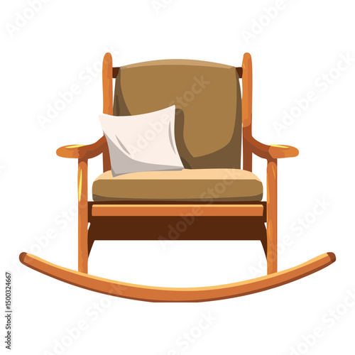 brown rocking chair with white pillow
