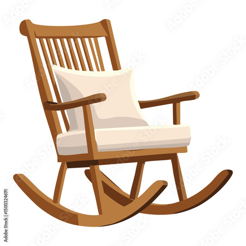 wooden rocking chair with white cushion