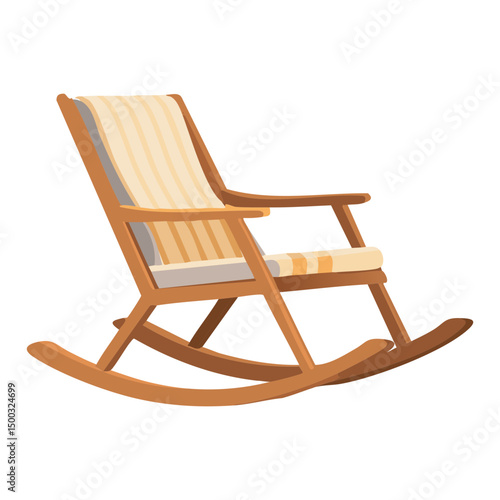 striped wooden rocking chair for home