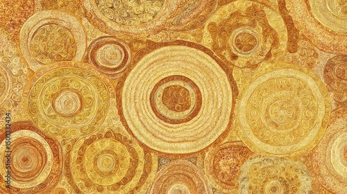 Texture astratta con cerchi concentrici dorati e gialli