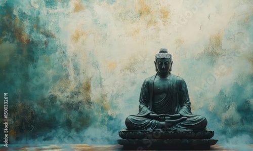Wallpaper Mural Serene Guru meditating in traditional pose. AI generated illustration. Torontodigital.ca