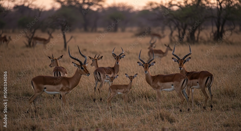 Naklejka premium Photo of Antelope Herd in African Savanna during Daytime