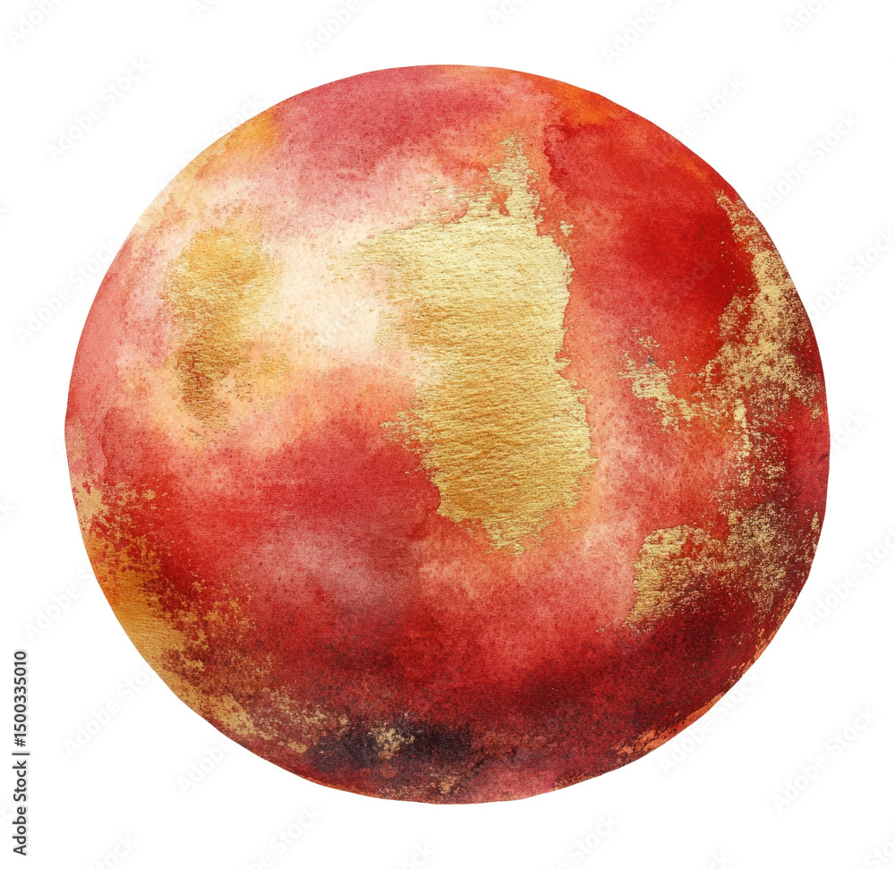 PNG Red and gold watercolor sphere art illustration astronomy. PNG Red and gold watercolor sphere art illustration astronomy.