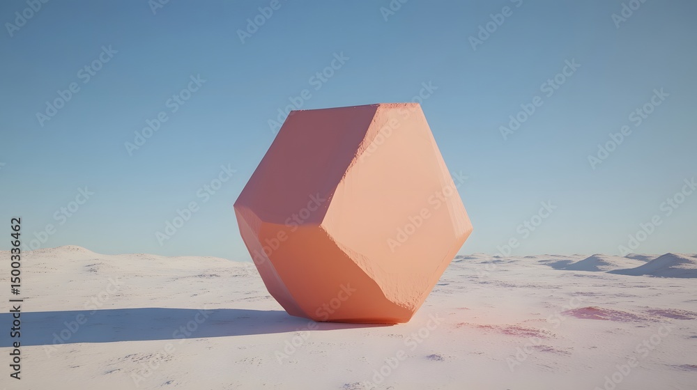 Naklejka premium Abstract Peach Geometric Shape in Desert Landscape