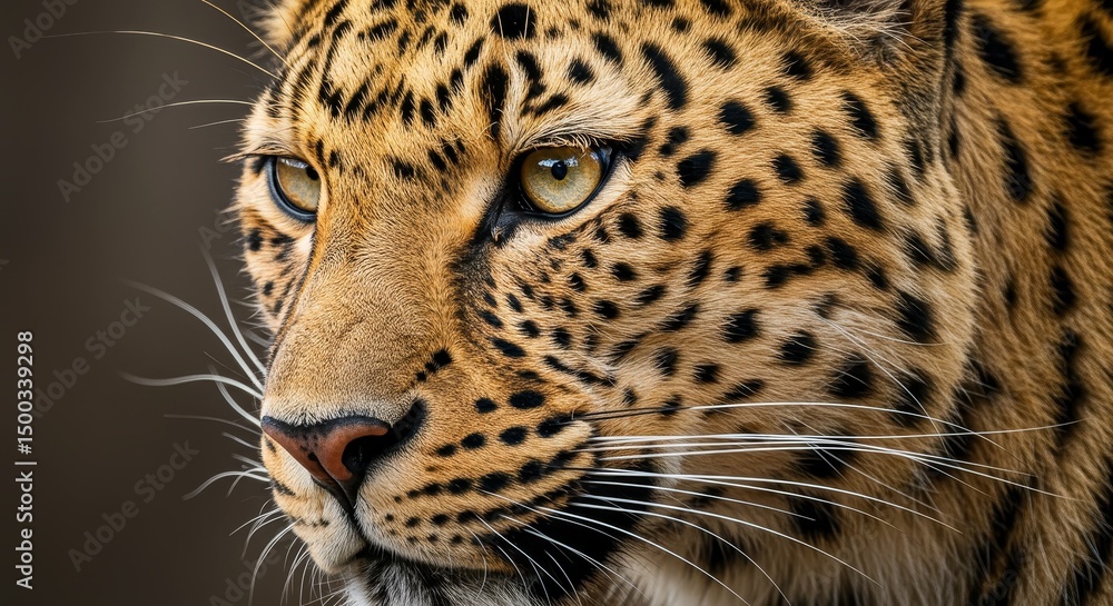 Fototapeta premium Photo Portrait of a Leopard Displaying Detailed Fur and Eye Contact
