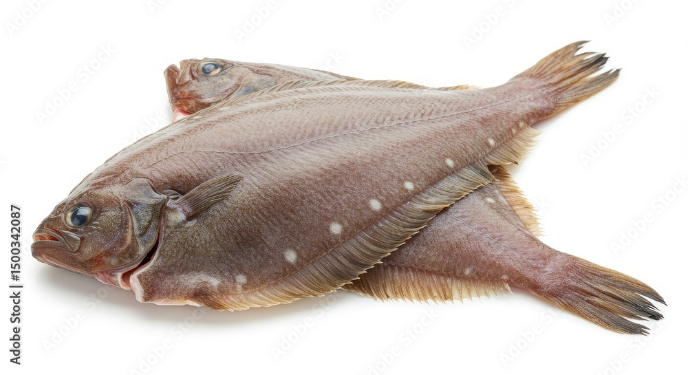Fototapeta premium Two Flounder Fish Isolated On White Background Photo