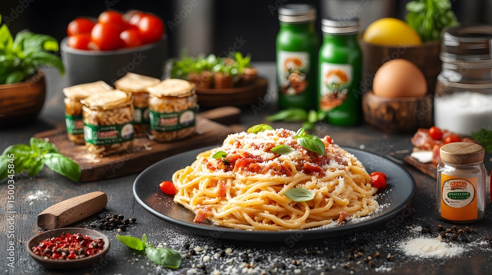 Delicious pasta dish topped with parmesan cheese and basil. Delicious pasta dish topped with parmesan cheese and basil.