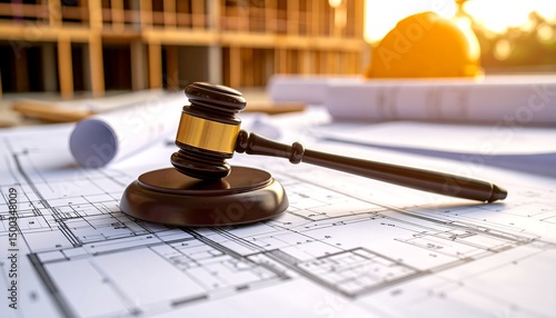 Gavel on Construction Blueprints.