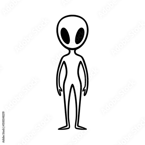 Minimal alien figure icon with slim limbs and oval head in simple line art representing extraterrestrial character