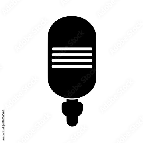 Retro-style microphone icon in black silhouette representing vintage audio equipment for music or broadcasting
