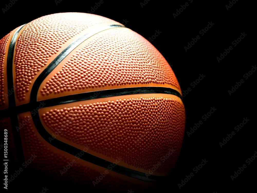 Fototapeta premium Closeup Basketball Texture Dark Background Sport