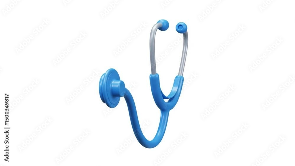 A close up view of a blue stethoscope with silver accents isolated on a white plain background view A close up view of a blue stethoscope with silver accents isolated on a white plain background view