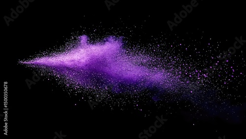 Purple powder explosion against black background