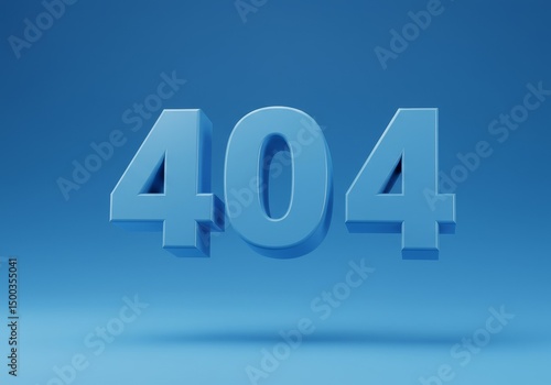 3D Rendered Blue 404 Number Error on Blue Abstract Background Photo