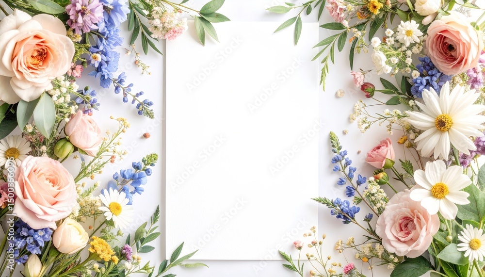 custom made wallpaper toronto digitalFloral Frame with Blank Space