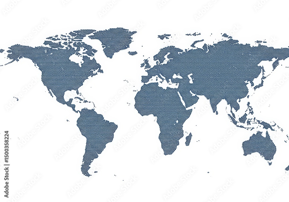 Naklejka premium Abstract Digital World Map Illustration With Blue And White Tones