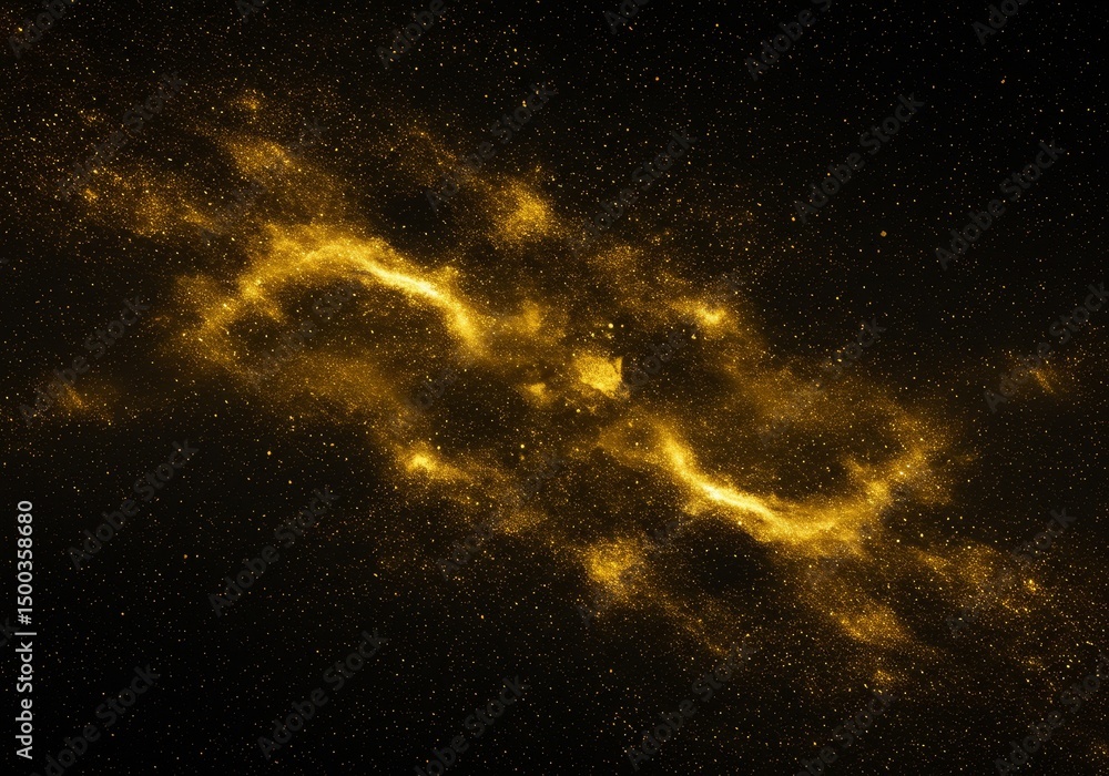 Fototapeta premium Abstract Gold Glitter Texture On Dark Background With Sparkle Lights