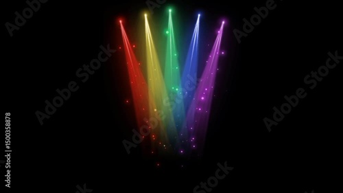Abstract colorful stage light background with spotlight illuminated the stage animation. Empty stage with bright colors backdrop decoration. Entertainment show
