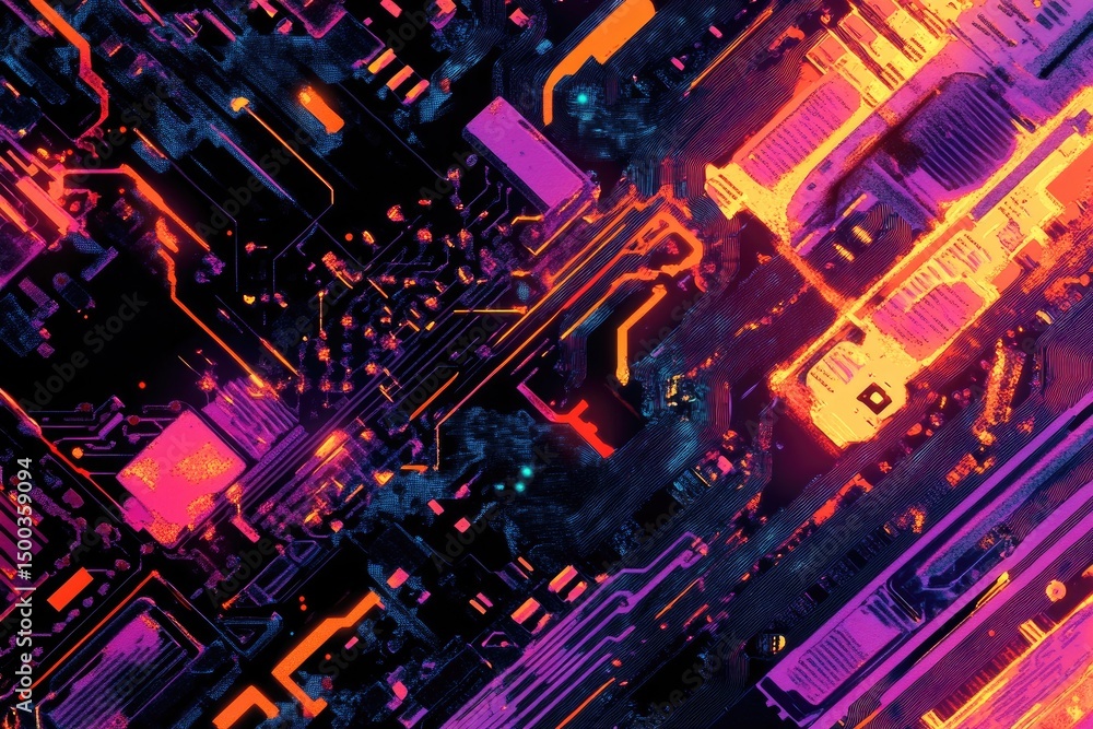 Obraz premium Abstract circuit board pattern with vibrant colors