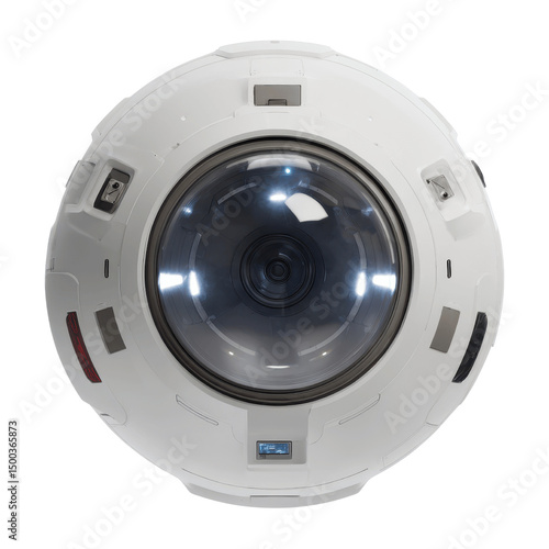 Futuristic Spherical Drone with High-Resolution Camera Top View