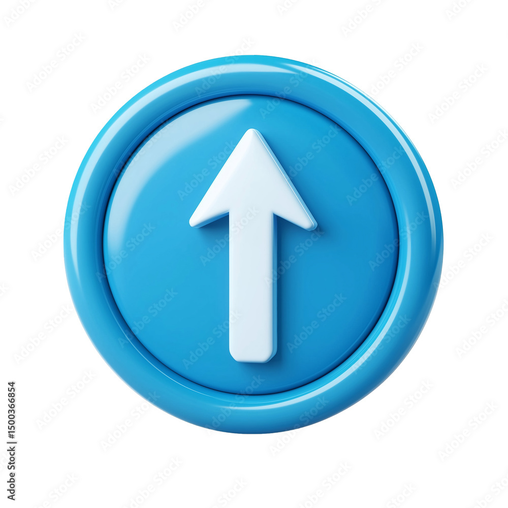 Blue circle with white arrow pointing up direction symbol design isolated on transparent background Blue circle with white arrow pointing up direction symbol design isolated on transparent background