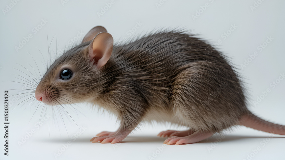 White-footed mouse (Peromyscus leucopus), deer mouse on white background White-footed mouse (Peromyscus leucopus), deer mouse on white background