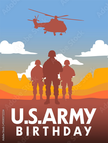 US army birthday with silhouette of American soldier