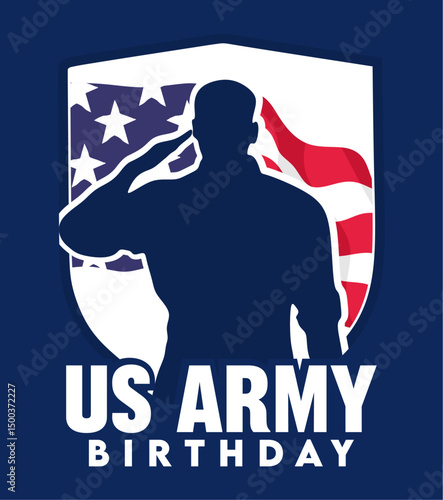 US army birthday with silhouette of American soldier