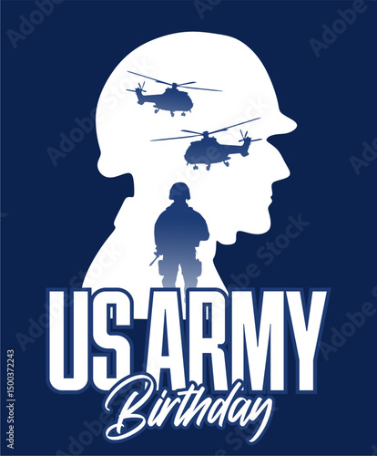 US army birthday with silhouette of American soldier
