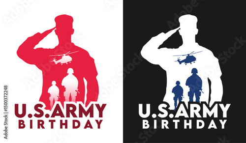 US army birthday with silhouette of American soldier