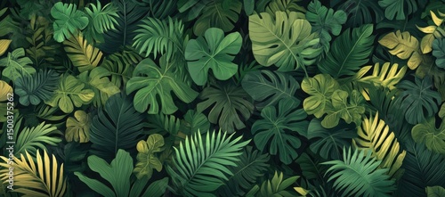 Lush tropical foliage pattern