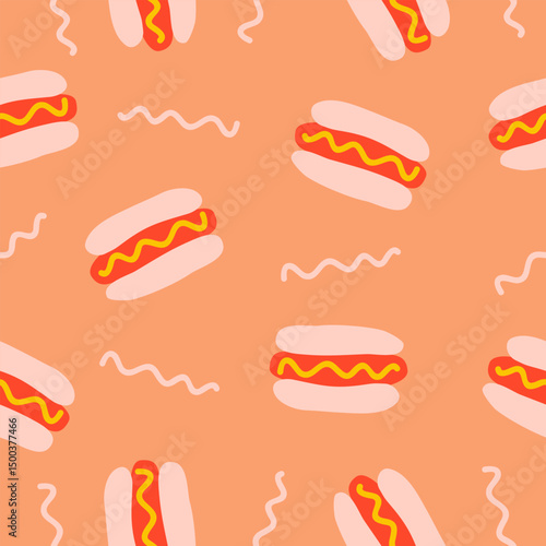 Cute cheese hot dog pattern background vector design