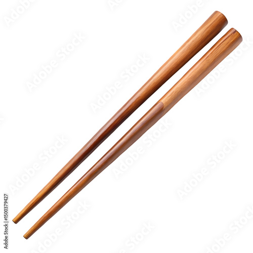 Pair of chopsticks wooden style isolated on white background