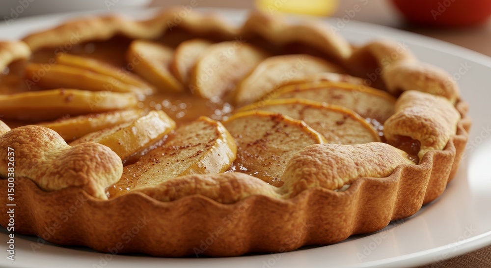 Photo of a Delicious Baked Apple Pie with Golden Crust and Cinnamon Topping Photo of a Delicious Baked Apple Pie with Golden Crust and Cinnamon Topping