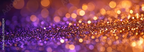 Abstract blurred glitter background in purple and gold