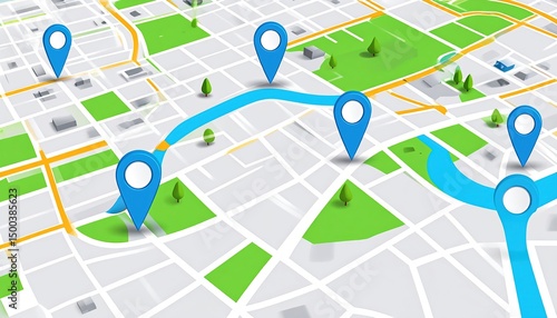 City map route navigation.