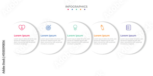 Modern 5 Step Circular Infographic Template with Icons