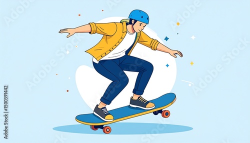 Skateboarding man with active lifestyle.