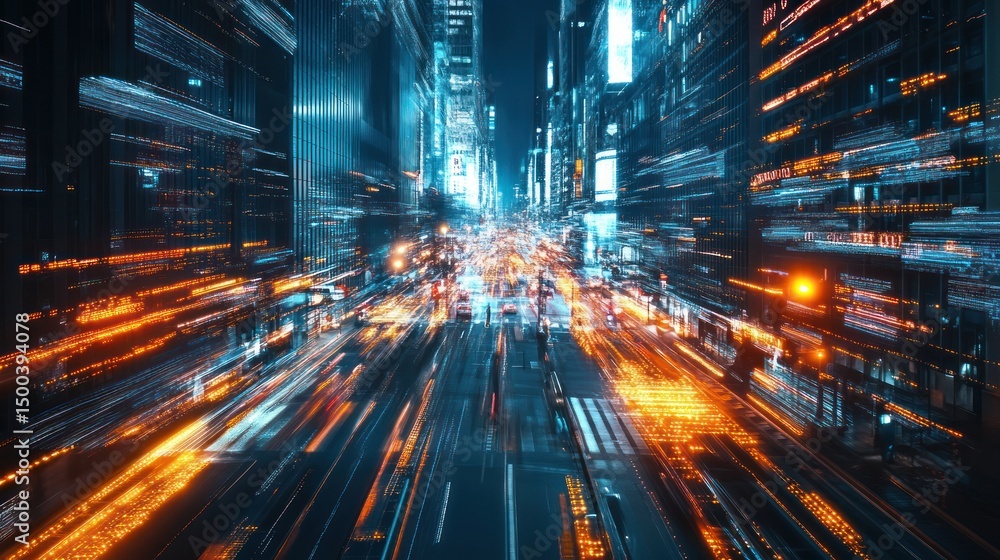 Futuristic Cityscape with Light Trails: A Dynamic Urban Impression Futuristic Cityscape with Light Trails: A Dynamic Urban Impression