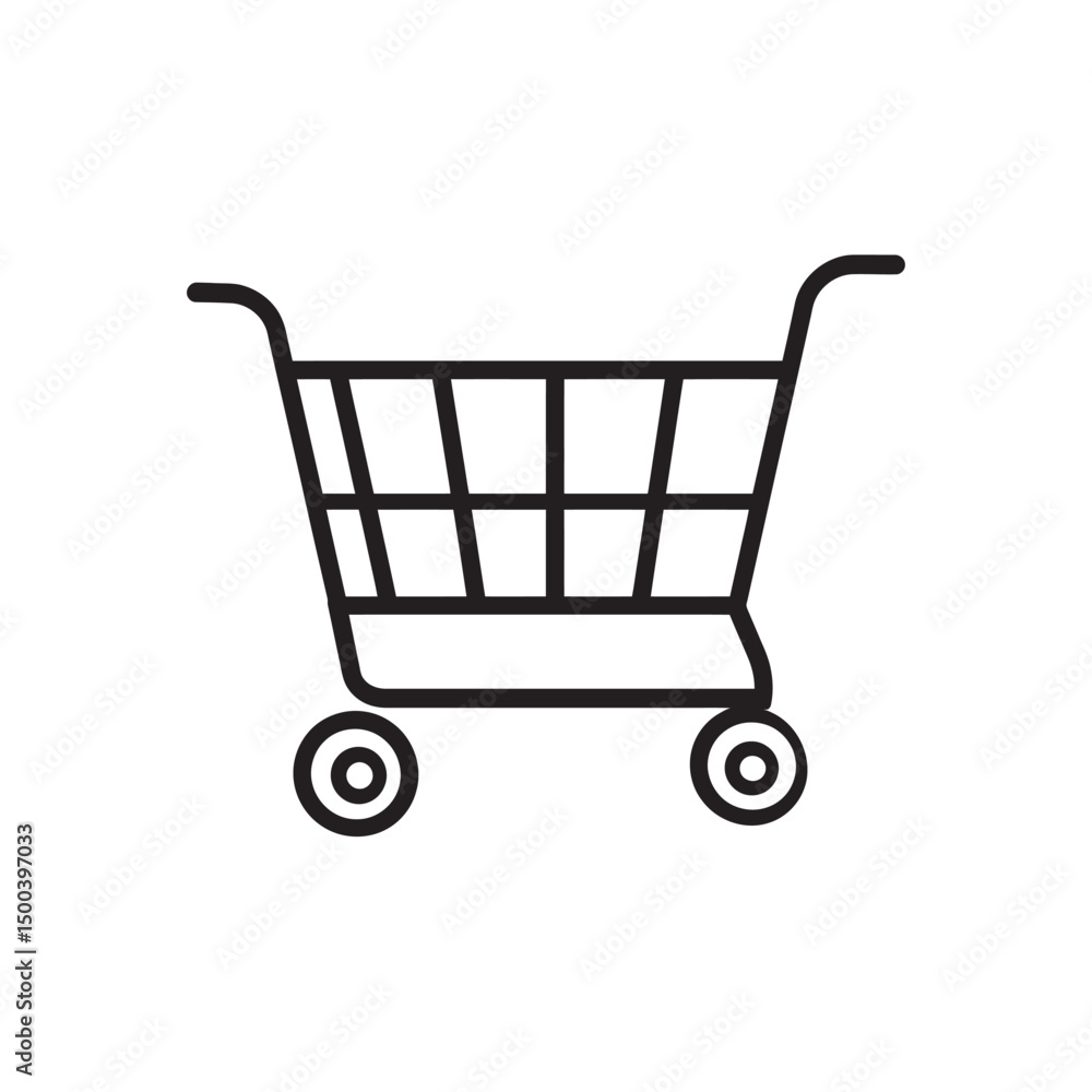 Outline of shopping cart with grid pattern on a transparent background shows commerce Outline of shopping cart with grid pattern on a transparent background shows commerce