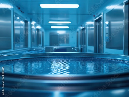 A photograph of a cleanroom environment for medical devices, Medical Tech, Secure and sterile