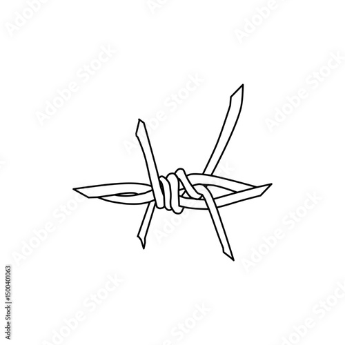 Barbed wire outline vector icon in military style, symbolizing battlefield perimeters, fortifications, and tactical defense. Editable EPS.