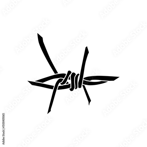 Barbed wire silhouette vector icon in military style, symbolizing battlefield perimeters, fortifications, and tactical defense. Editable EPS.