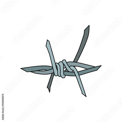 Barbed wire lineal color vector icon in military style, symbolizing battlefield perimeters, fortifications, and tactical defense. Editable EPS.