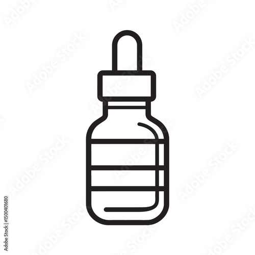 Outlined dropper bottle showcases thick black lines against a transparent backdrop nicely