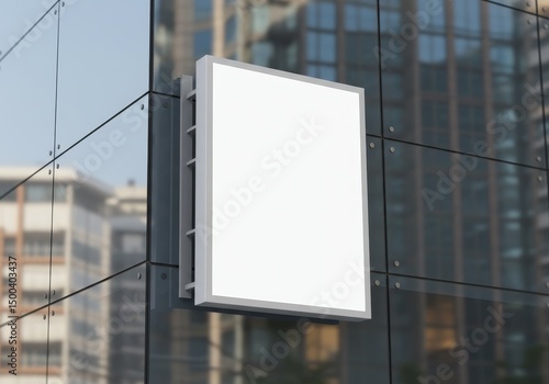 Blank Sign Board Displaying on a Glass Wall Facade of a Modern Building